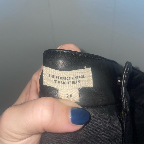 Madewell Faux Leather Black High Waist The Perfect Vintage Straight Jean Size 28 - Picture 9 of 10